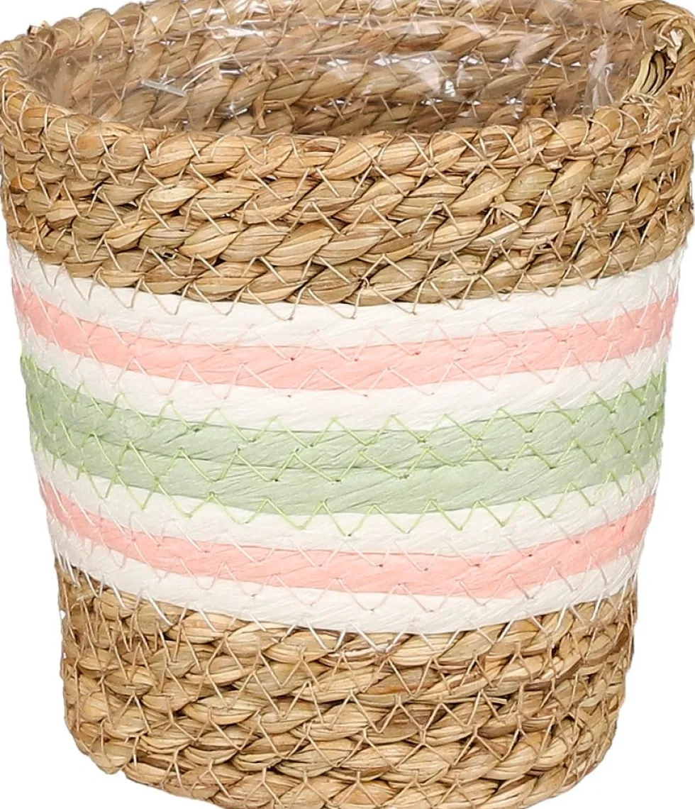 Mica Decorations plantenmand Rachel lichtgroen / naturel D 12 H 12 cm