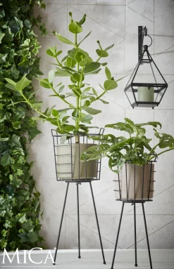 Mica Decorations plantenstandaard Midar zwart D 25 H 66 cm