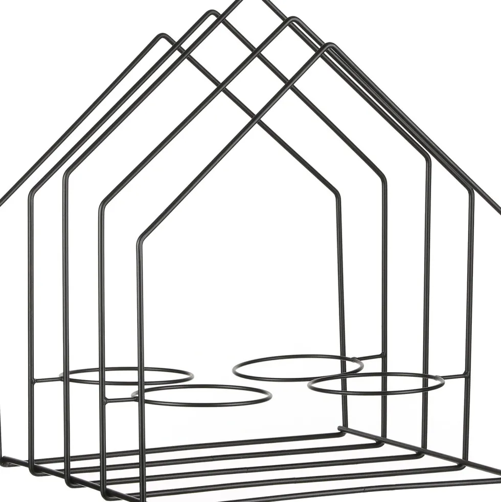 Mica Decorations pothouder huis zwart 34 x 29 x 40 cm