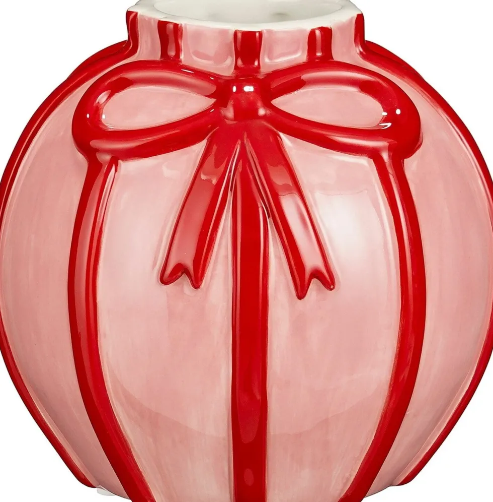 Mica Decorations vaas Bow roze / rood D 15 H 14 cm