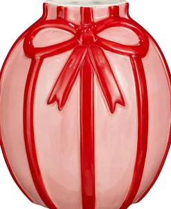 Mica Decorations vaas Bow roze / rood D 17 H 18,5 cm