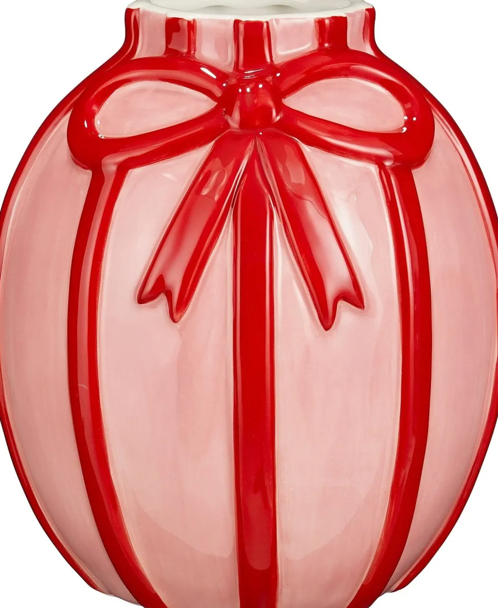 Mica Decorations vaas Bow roze / rood D 17 H 18,5 cm