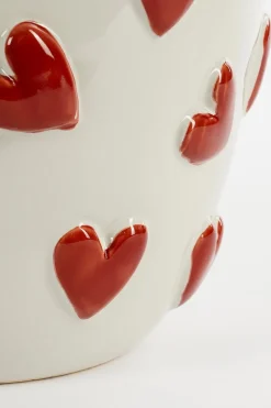 Mica Decorations vaas Hearts wit / rood D 30 H 32,5 cm