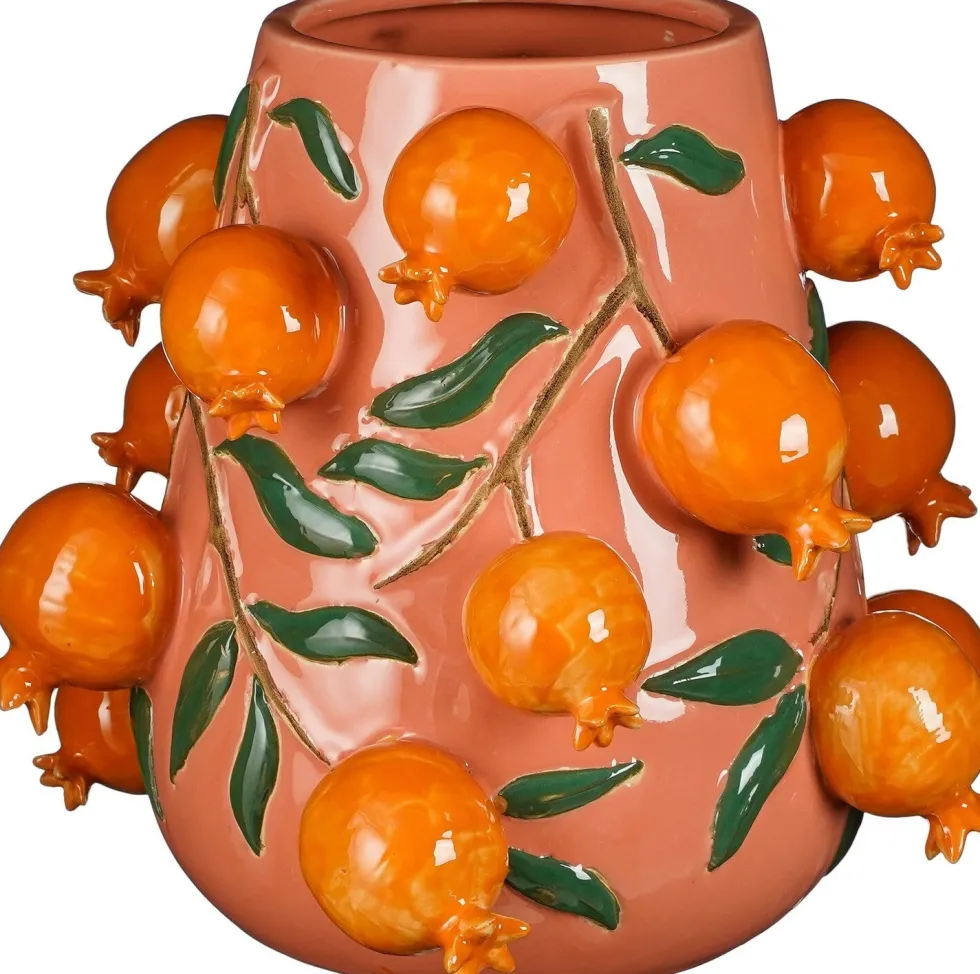 Mica Decorations vaas Melika oranje / roze D 34 H 30,5 cm