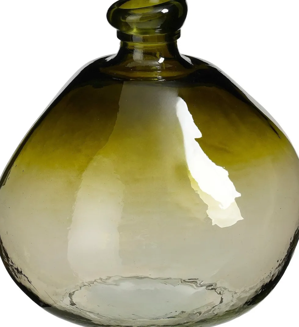 Mica Decorations vaas Organic groen;transparant D 31,5 H 32 cm