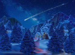 My Village kerstdorp achtergrond vallende ster LED 76 x 1,5 x 56 cm