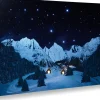 My Village kerstdorp achtergrond bergen verlicht 76 x 56 x 1,5 cm