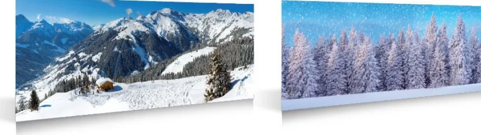 My Village kerstdorp achtergrond wintersport / bos 98 x 33 cm