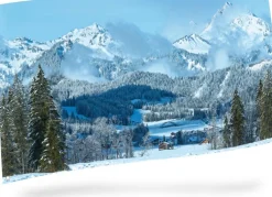 My Village kerstdorp achtergrond berglandschap 150 x 75 cm