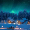 My Village kerstdorp achtergrond Noorderlicht LED 76 x 1,5 x 56 cm