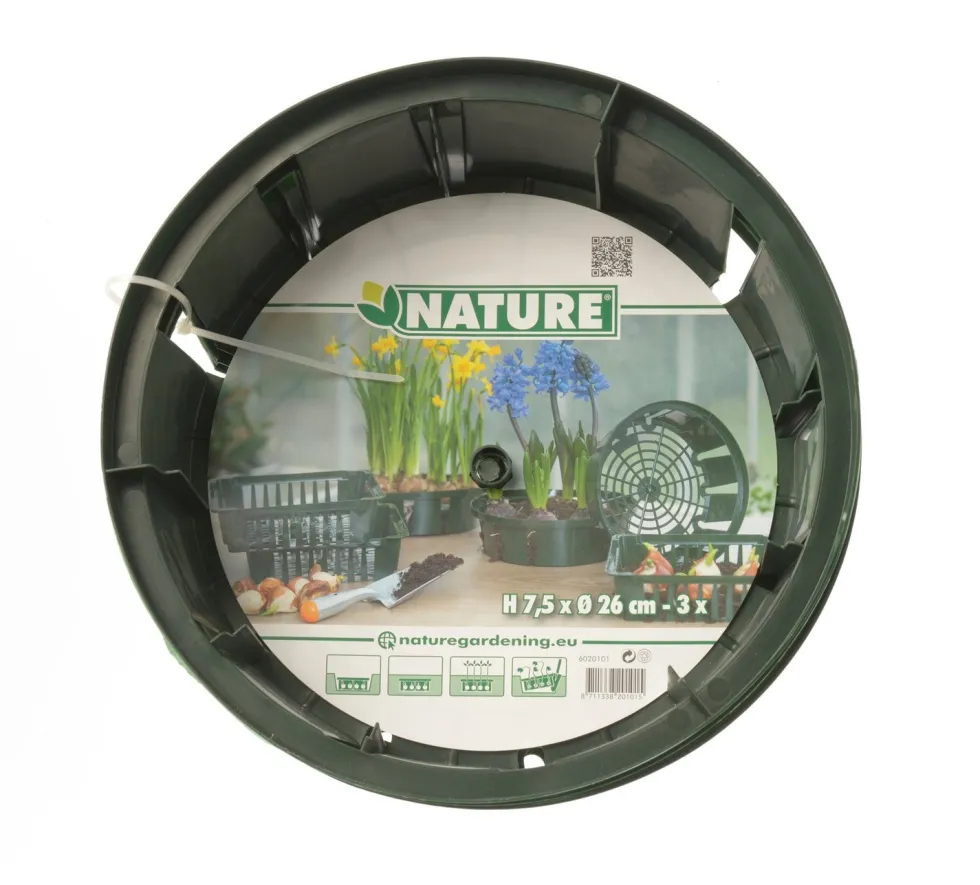 Nature bollenplantmand groen D 26 H 7,5 cm 3 stuks