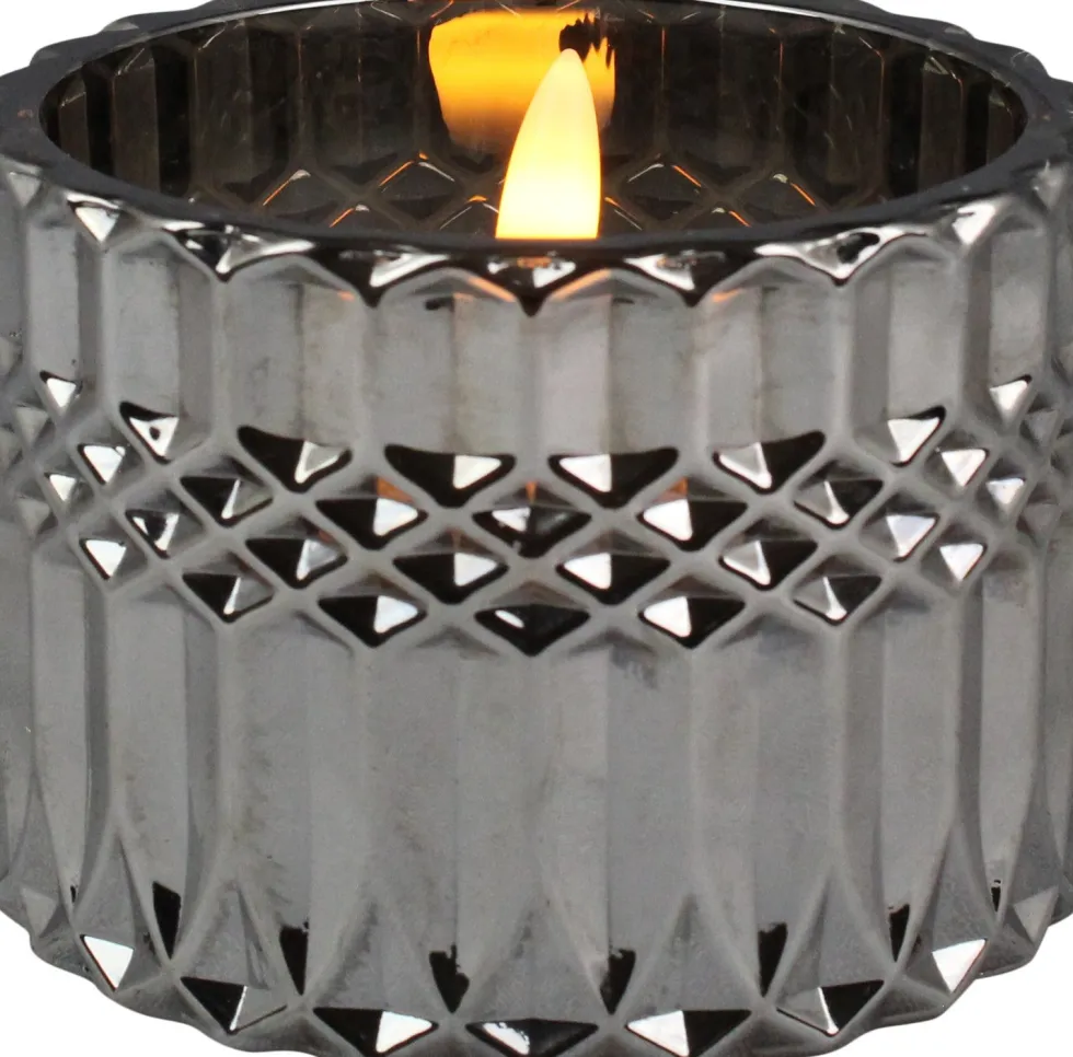Peha Magic LED kaars in glas Jacob zilver D 9 H 6,5 cm
