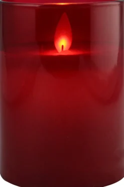 Peha Magic LED kaars in glas rood D 7,5 H 10 cm