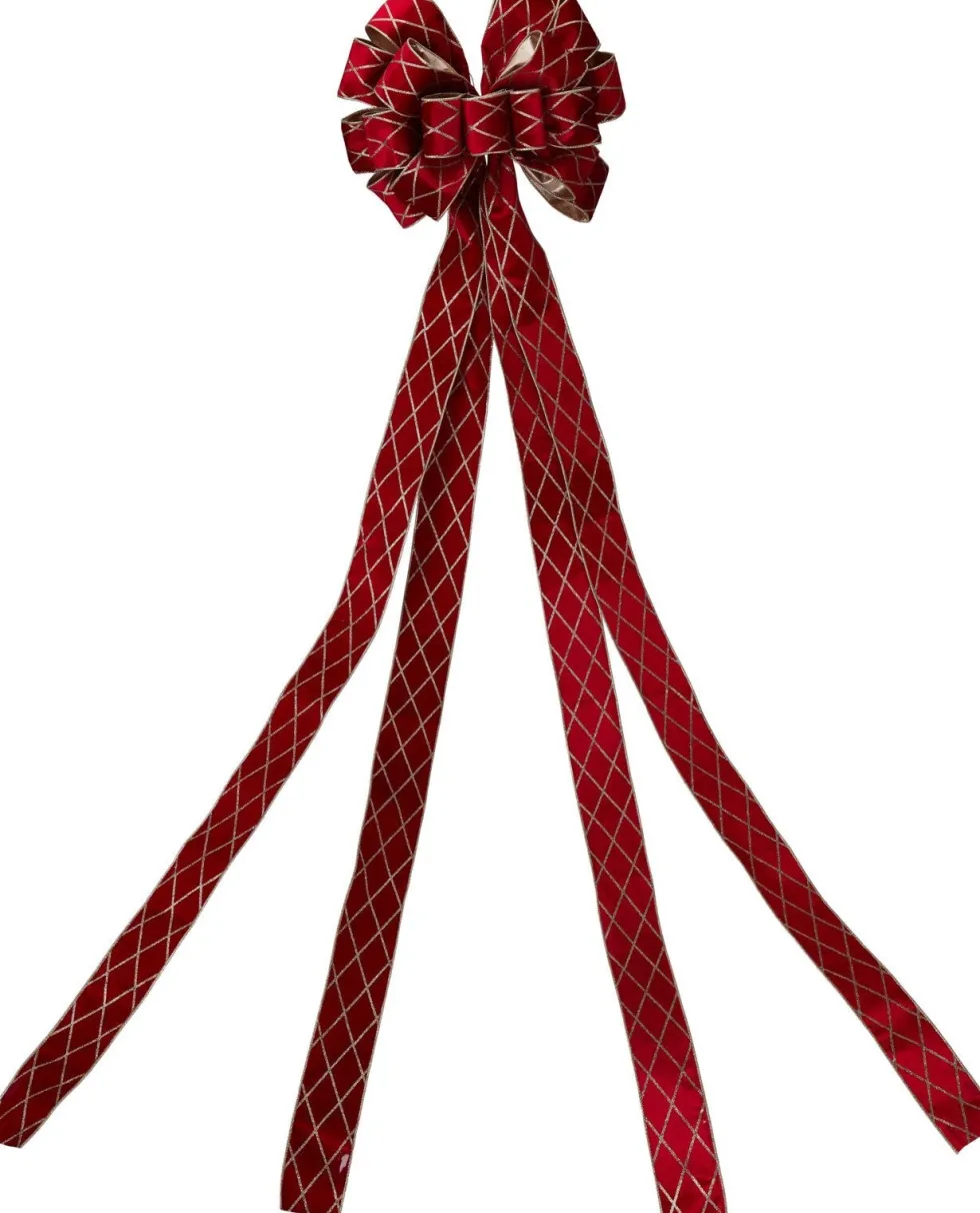 Piek strik met linten ruiten rood 130 x 33 cm