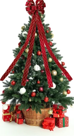 Piek strik met linten ruiten rood 130 x 33 cm
