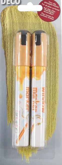 Raam krijtstift 2 stuks goud