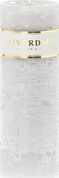 Riverdale stompkaars Pillar grijs 90 uur D 7 H 20 cm