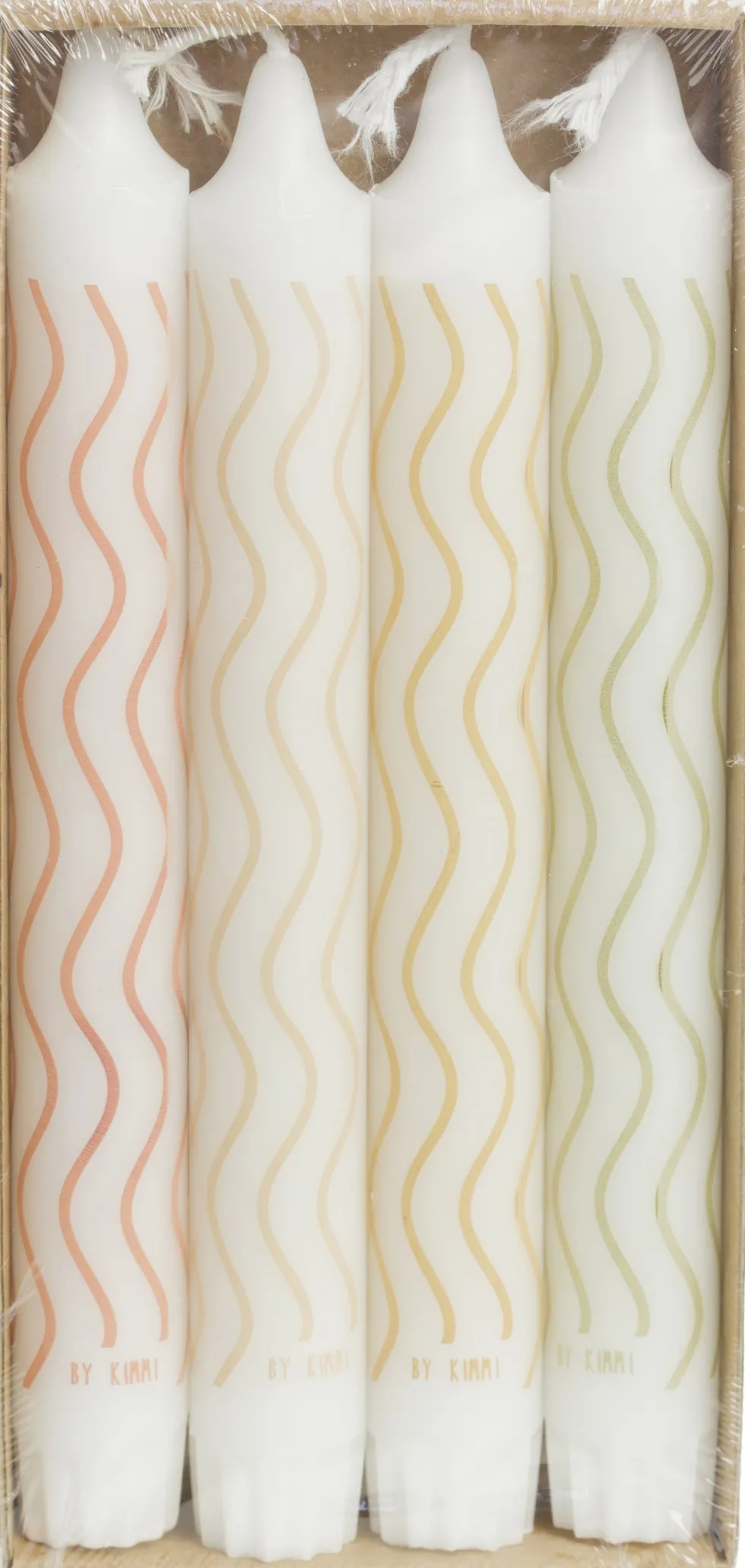 Rustik Lys dinerkaars By Kimmi wit swirl 7 uur D 2,2 H 19 cm 4 stuks