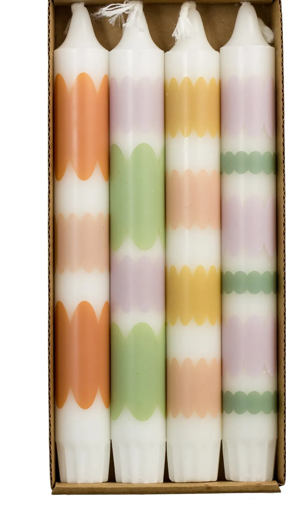 Rustik Lys dinerkaars By Kimmi wit / multi 7 uur D 2,2 H 20 cm 4 stuks