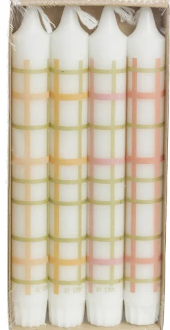 Rustik Lys dinerkaars By Kimmi wit ruit 7 uur D 2,2 H 19 cm 4 stuks