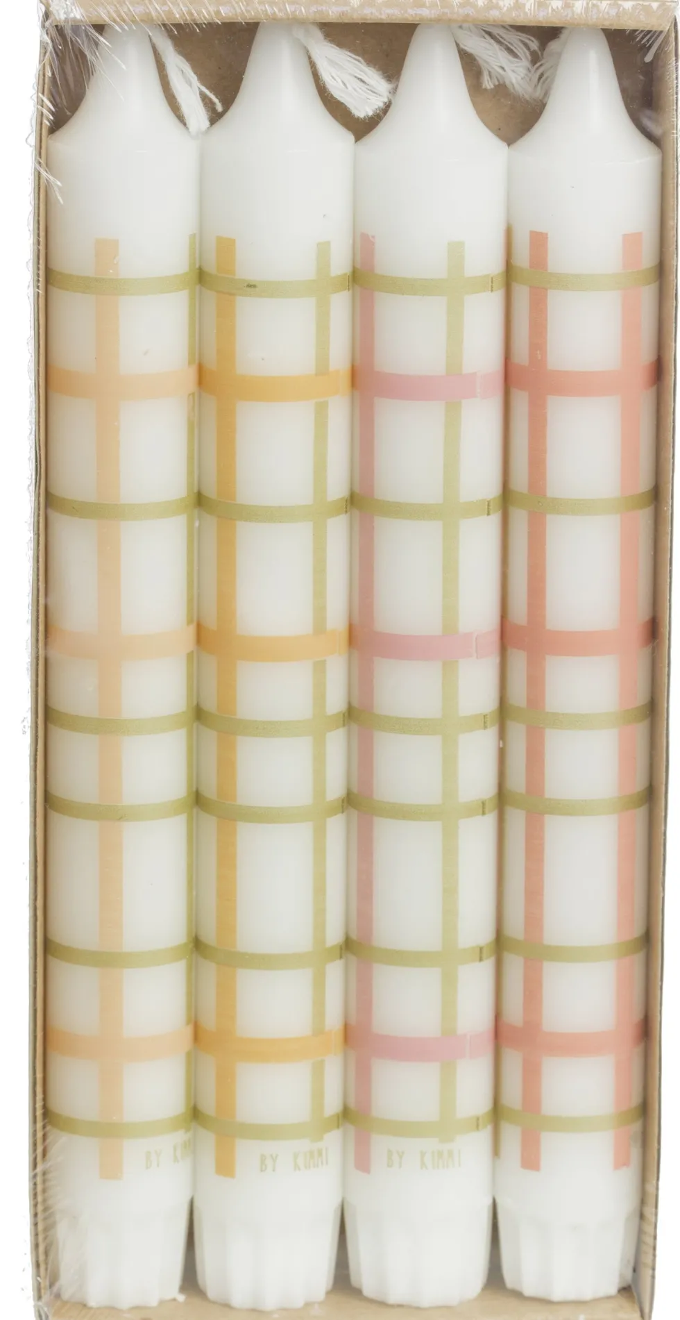 Rustik Lys dinerkaars By Kimmi wit ruit 7 uur D 2,2 H 19 cm 4 stuks