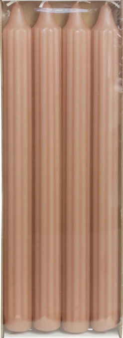 Rustik Lys dinerkaars Groov terracotta 9 uur 4 stuks