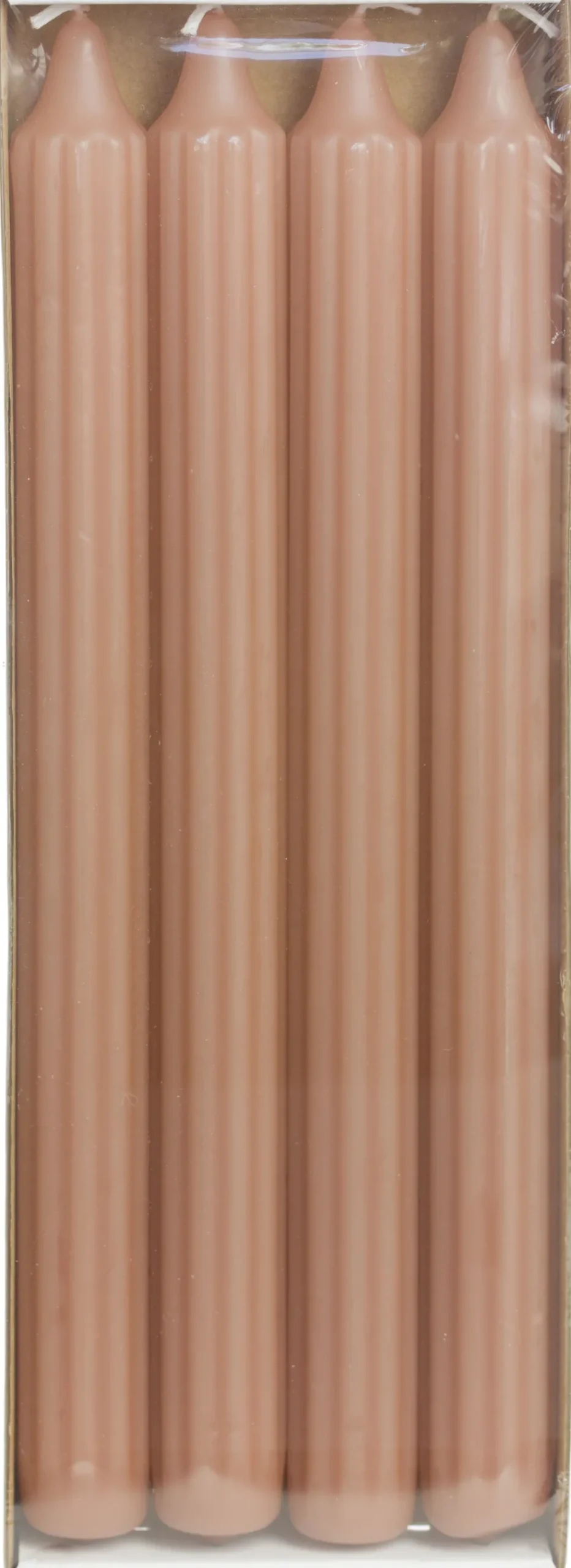 Rustik Lys dinerkaars Groov terracotta 9 uur 4 stuks