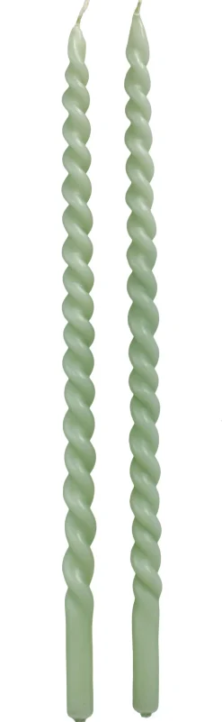 Rustik Lys dinerkaars Swirl groen 4 uur 2 stuks