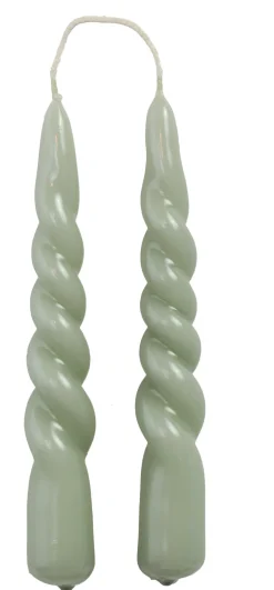 Rustik Lys dinerkaars Swirl mini groen 4 uur 2 stuks