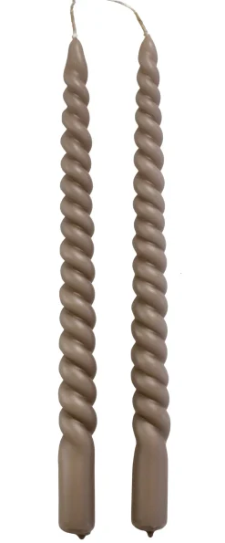Rustik Lys dinerkaars Swirl taupe 8,5 uur 2 stuks