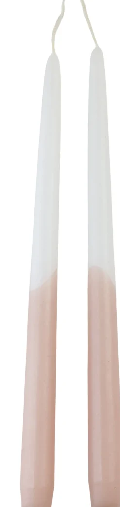 Rustik Lys dinerkaars Tweeling wit / roze 8 uur D 2,2 H 29 cm 2 stuks