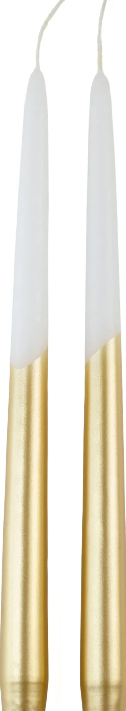 Rustik Lys dinerkaars Tweeling wit / goud 8 uur D 2,2 H 29 cm 2 stuks