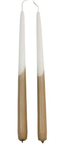 Rustik Lys dinerkaars Tweeling wit / bruin 8 uur D 2,2 H 30 cm 2 stuks