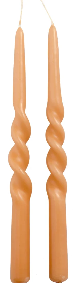 Rustik Lys dinerkaars Twist oranje 8,5 uur 2 stuks