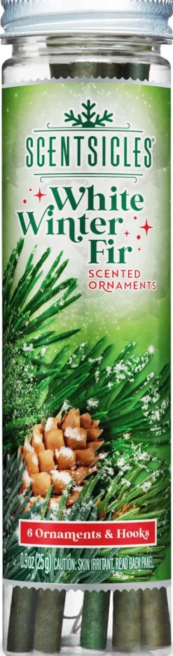 Scentsicles geurstokjes Scented Ornaments white winter fir 6 stuks