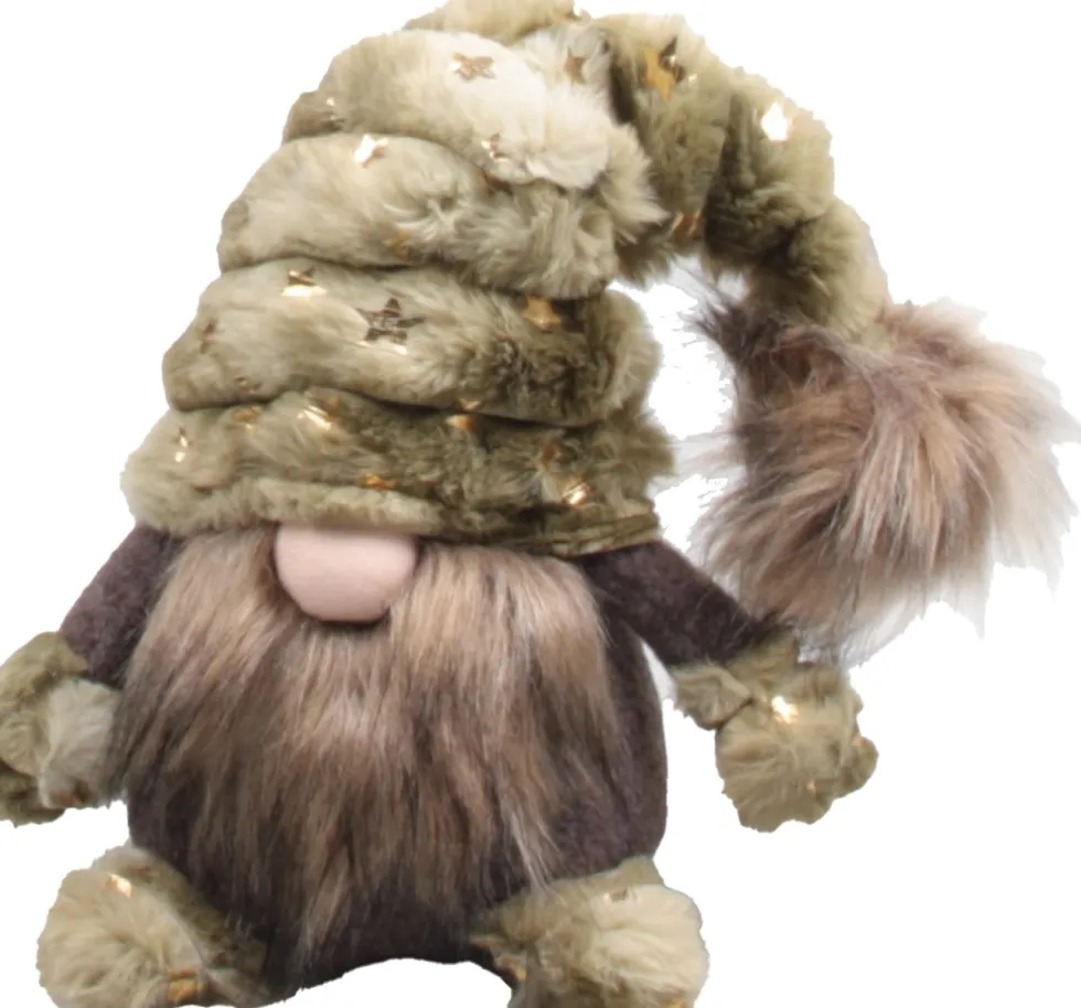 SID kerstfiguur Slaapmuts gnoom bruin / groen 13 x 19 x 36 cm