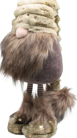 SID kerstfiguur Slaapmuts gnoom bruin / groen 17 x 22 x 70 cm