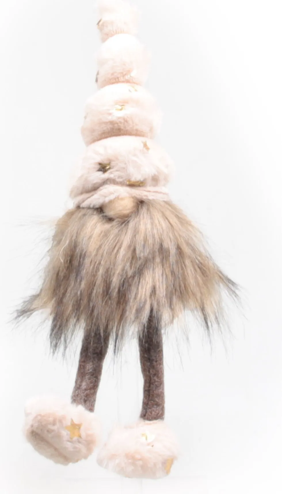 SID kerstfiguur Toby gnoom bungelbeen wit / beige 11 x 12 x 40 cm