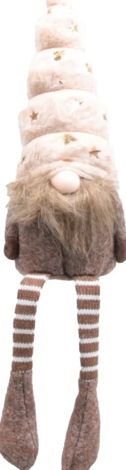 SID kerstfiguur Toby gnoom bungelbeen wit / beige 9 x 10 x 40 cm