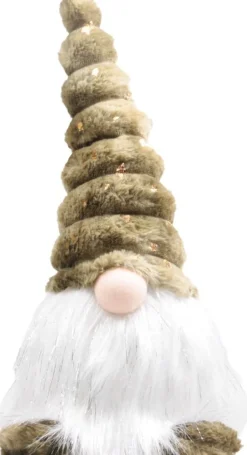 Sid kerstfiguur Toby gnoom groen / wit met verlichting 20 x 20 x 40 cm