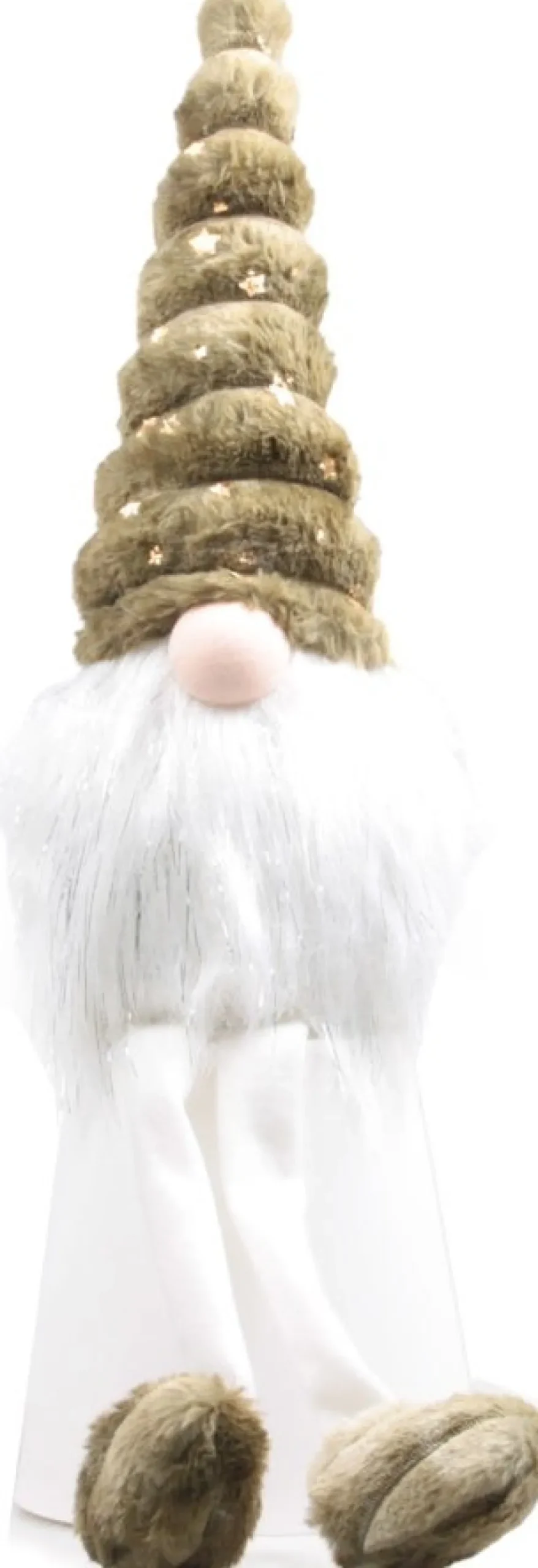Sid kerstfiguur Toby gnoom groen / wit met verlichting 20 x 20 x 73 cm