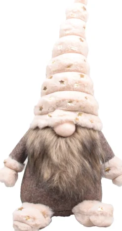 SID kerstfiguur Toby gnoom wit / beige 14 x 17 x 38 cm