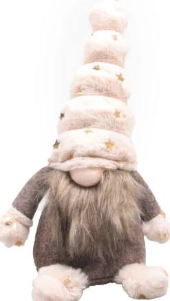 SID kerstfiguur Toby gnoom wit / beige 14 x 18 x 36 cm