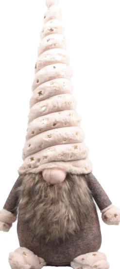 SID kerstfiguur Toby gnoom wit / beige 18 x 22 x 60 cm