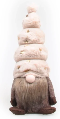 SID kerstfiguur Toby gnoom zittend wit / beige 11,5 x 12 x 28 cm