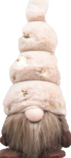 SID kerstfiguur Toby gnoom zittend wit / beige 7,5 x 8,5 x 18 cm