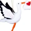 Sjaal met Verhaal kerst ornament ooievaar wit / oranje 15 x 15 x 8 cm