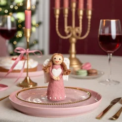 Sjaal met Verhaal kerst ornament kerstengel roze 5 x 10 x 12 cm