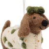 Sjaal met Verhaal kerst ornament teckel crème / bruin 13 x 4 x 9 cm