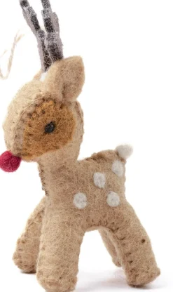 Sjaal met Verhaal kerst ornament Gari rendier fudge bruin 4 x 7 x 12 cm